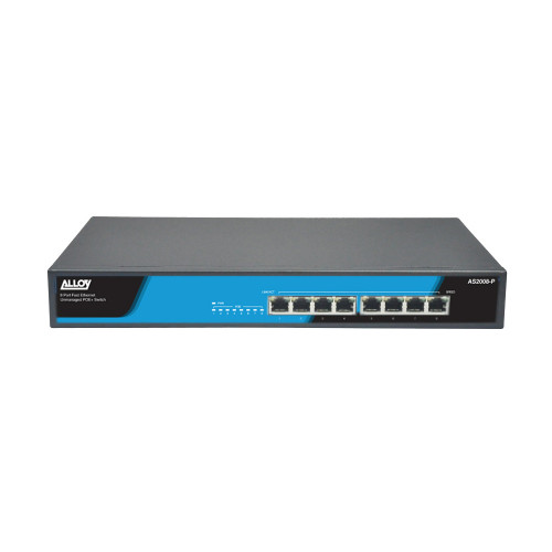 Alloy AS2008-P  8 Port Unmanaged Fast Ethernet 802.3at PoE Switch, 150 Watts