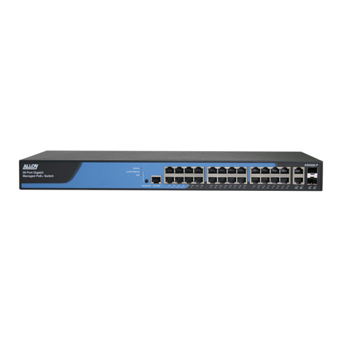 Alloy AS5026-P 26 Port Layer 3 Lite Managed PoE+ Switch with 26x 10/100/1000Mbps Ports + 2x Paired 100M/1Gb SFP Ports, 185W