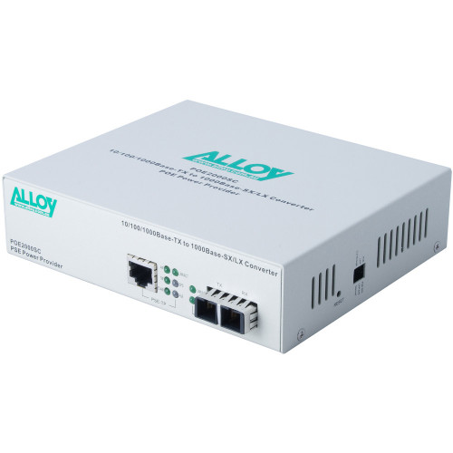 Alloy POE3000SC 10/100/1000Base-T PoE+ RJ-45 to 1000Base-SX Multimode (SC) Converter. Wavelength: 850nm. Max. range 550m