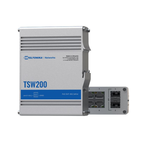 Teltonika TSW200 - Industrial Unmanaged PoE+ Switch - Does not include Power Supply NHT-PR320AUA