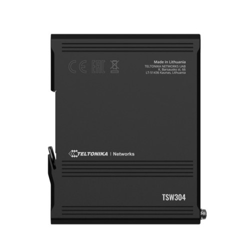 Teltonika TSW304 - DIN Rail Switch, 4x Gigabit Ethernet with speeds of up to 1000 Mbps, Integrated DIN rail bracket - PSU excluded (PR3PRAU6)