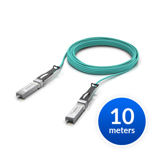 Ubiquiti 25 Gbps Long-Range Direct Attach Cable, UACC-AOC-SFP28-10M, Long-range SFP28, 10m Length, Support 25/10/1 Gbps, PVC Cable Jacket, Aqua Color