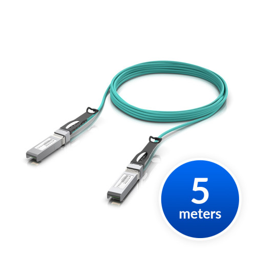 Ubiquiti 25 Gbps Long-Range Direct Attach Cable, UACC-AOC-SFP28-5M, Long-range SFP28, 5m Length, Support 25/10/1 Gbps, PVC Cable Jacket, Aqua Color