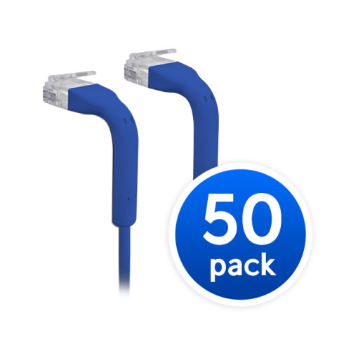 UniFi Patch Cable 50-Pack .22m Blue, Both End Bendable to 90 Degree, RJ45 Ethernet Cable, Cat6, Ultra-Thin 3mm Diameter U-Cable-Patch-RJ45 x 50