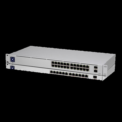 Ubiquiti UniFi Network, Switch, USW-24, 24-Port, No POE, (24) Gb ERJ 45 Ports, (2) 1G SFP Ethernet Ports, Layer 2, Rack Mount