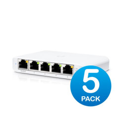 Ubiquiti UniFi Network, Switch, USW-Flex-Mini, 5-Port, No POE, (4) GbE Ports, (1) GbE PoE Input, Layer 2, No Mount, 5-Pack