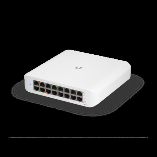 Ubiquiti, UniFi Network, Switch, USW-Lite-16-POE, 16-Port, POE45W, (8) GbE PoE+, (8) GbE Ports, Layer 2, Wall Mount