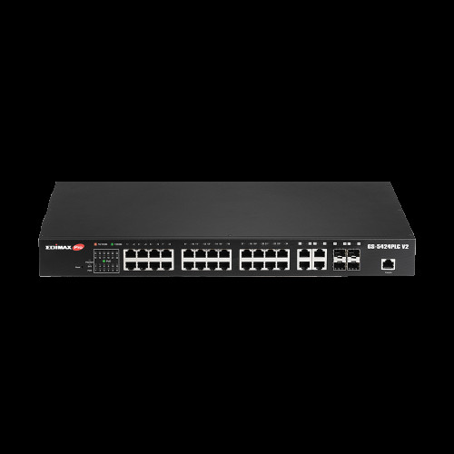 Edimax GS-5424PLC V2 Surveillance VLAN 28-Port Gigabit PoE+ Long Range Web Smart Switch with 4 Gigabit RJ45/SFP Combo Ports