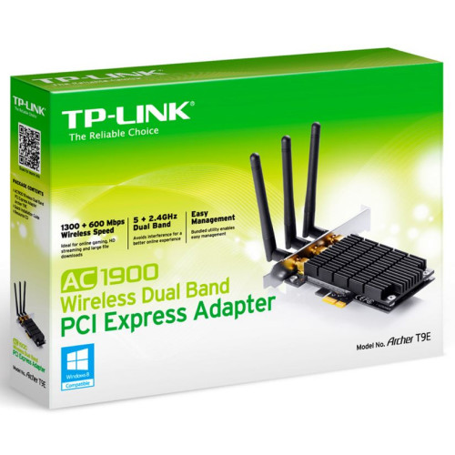 TP-Link Archer T9E AC1900 Wireless Dual Band PCI Express Adapter 1900Mbps 5GHz (1300Mbps) 2.4GHz (600Mbps) 802.11ac 3x External Antenna Omni (EOL)