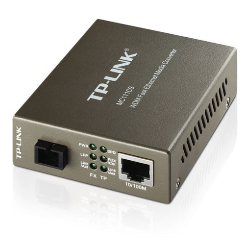 TP-Link MC111CS 10/100Mbps SC WDM Media Converter Monomode Simplex 10/100Base-TX, 100Base-FX standards Link Fault Passthrough and Far End Fault(LS)