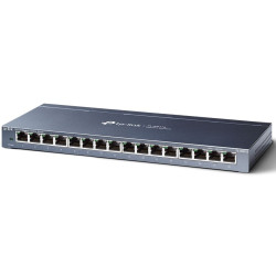 TP-Link TL-SG116 16-Port Gigabit Unmanaged Desktop/Wall Mounting Switch 32Gbps Capacity 23.81Mpps 8K MAC 4.1Mb Buffer Fanless