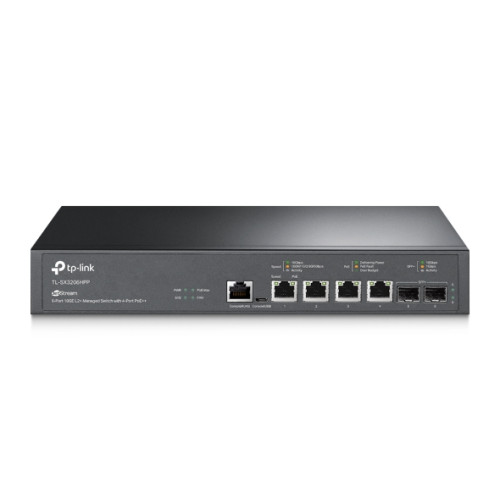 TP-Link TL-SX3206HPP JetStream 6-Port 10GE L2+ Managed Switch with 4-Port PoE++   Omada