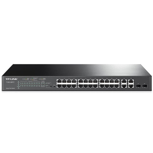 TP-Link T1500-28PCT (TL-SL2428P) JetStream 24-Port 10/100Mbps + 4-Port Gigabit Smart PoE+ Switch,Omada