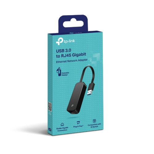 TP-Link UE306 USB 3.0 to Gigabit Ethernet Network Adapter, Foldable and Portable, Suitable for Ultrabook, Nintendo Switch, Linux, Windows 10/8.1