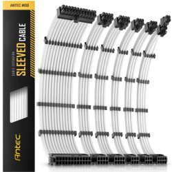 Antec Cable Kit -  Sleeved Extension Cable Kit - White. 24PIN ATX, 4+4 EPS, 8PIN PCI-E, 6PIN PCI-E,  Compatible with Neo-Eco Series Universal PSU (LS)