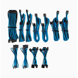 For Corsair PSU - BLUE/BLACK Premium Individually Sleeved DC Cable Pro Kit, Type 4 (Generation 4)