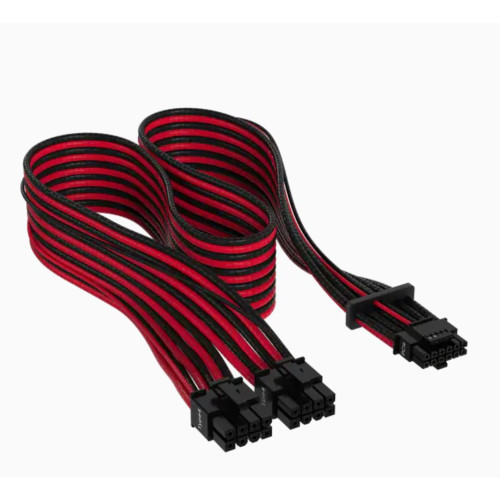 Corsair Premium Individually Sleeved 12+4pin PCIe Gen 5 Type-4 600W 12VHPWR Cable, Red and Black 4080 / 4070 / 4090xx