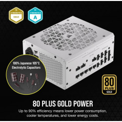 Corsair RMx Shift White Series, RM1000x Shift White, 1000 Watt, 80 PLUS GOLD Certified, Fully Modular Power Supply