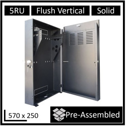 LDR Assembled 5U Flush Wall Mount Vertical Cabinet (570mm x 250mm) - Black Metal Construction