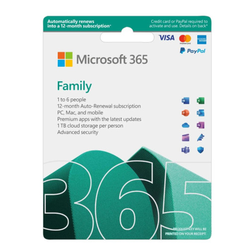 Microsoft 365 Family 2023 English APAC 1 Year Subscription Medialess for PC  Mac. NEW