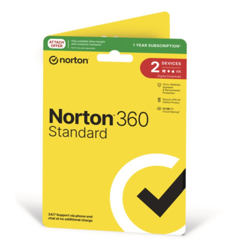 Norton 360 Standard 10GB AU 1 User 2 Devices 12 months GENERIC ATTACH RSP DVDSLV GUM