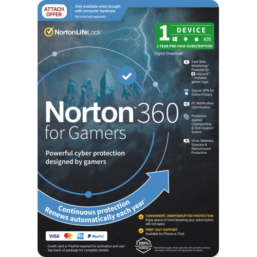 Norton 360 For Gamers 50GB AU 1 User 1 Device OEM