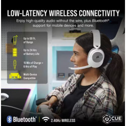 Corsair HS55 Wireless  Bluetooth White, PS5, Switch. Discord Certified, Ultra Comfort Foam, USB Receiver, Gaming Headset. 2023 Model (LS)