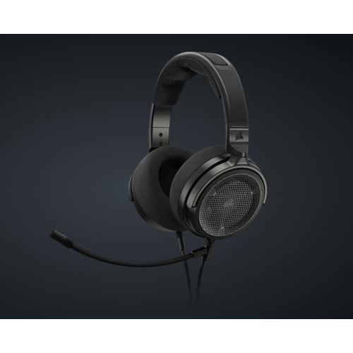 Corsair Virtuoso Pro Black Natural Transparent Sound. Ultra Comfort, Open Back, Nvidia Broadcast, Uni-directional Microphone, 3.5mm. Headset,Headphone