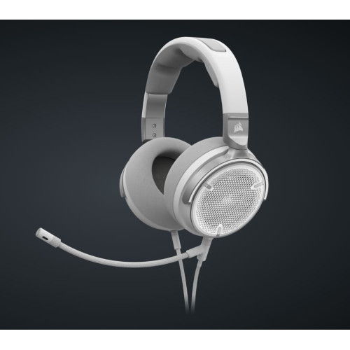 Corsair Virtuoso Pro White Natural Transparent Sound. Ultra Comfort, Open Back, Nvidia Broadcast, Uni-directional Microphone, 3.5mm. Headset,Headphone