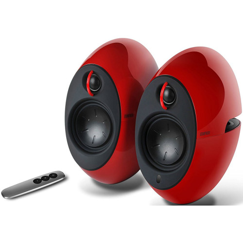 Edifier E25HD LUNA HD Bluetooth Speakers Red - BT 4.0/3.5mm AUX/Optical DSP/ 74W Speakers/ Curved design/Dual 2x3 Passive Bass/Wireless Remote (LS)