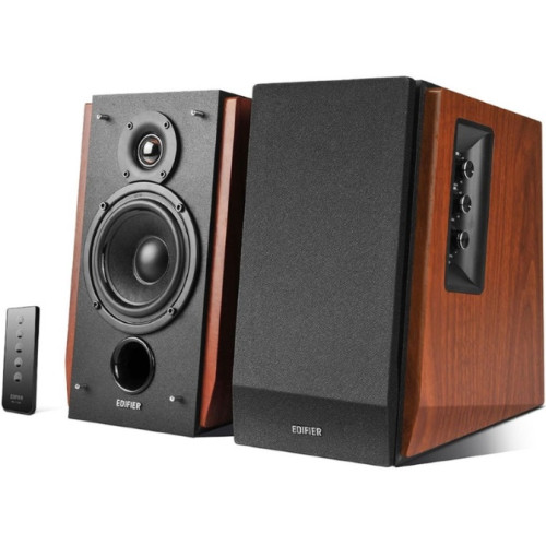 Edifier R1700BT Bluetooth Lifestyle Bookshelf Studio Speakers Brown - BT/Dual 3.5mm AUX/Limited Distortion DSP/DRC/Classic Wood Finish