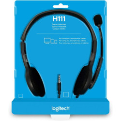 Logitech H111 Strereo Headset (Single 3.5mm Jack) Cable length: 7.71 ft (2.35 m)  2-Year Limited Hardware Warranty