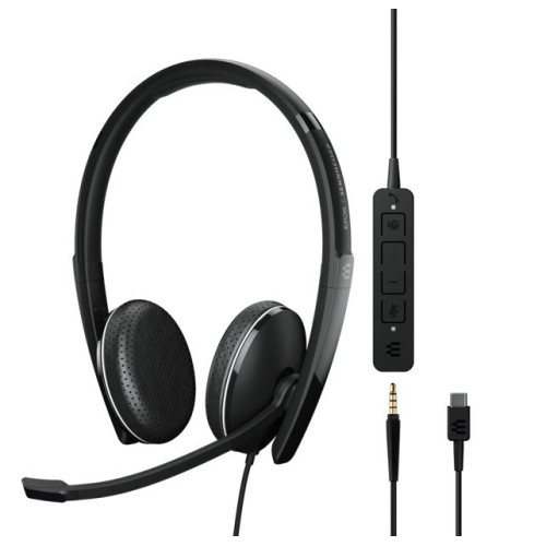 EPOS | Sennheiser ADAPT 165T USB-C || On-ear, double-sided USB-C headset, 3.5 mm jack and detachable USB cable with in-line call control