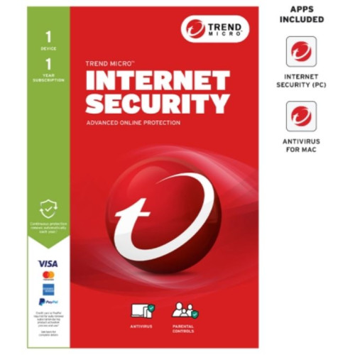 Trend Micro Internet Security (1 Device) 1Yr Retail Mini Box Auto Renew