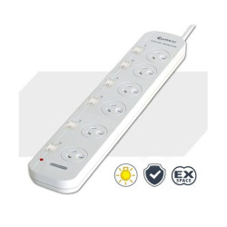 Sansai 6 Way Powerboard 6 Outlet 10A 240V Individually Switched 3 extra spaced sockets 1M Length