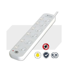 Sansai 6-Way Power Board (661SW) with Individual Switches and Surge Protection Overload Protected Reset button Indicator Light 100CM Lead 240VAC 10A