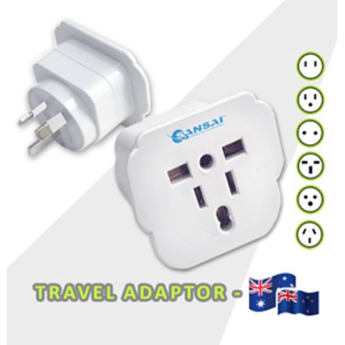 Sansai Travel Adaptor for 240V equipment from Britain, USA, Europe, Japan, China, HongKong, Singapore, Korea  Italy, to use in Australia.