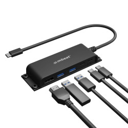 mbeat® Mountable 5-Port USB-C Hub - Supports 4K HDMI video out and 60W Power Delivery Charging with 2 × USB3.0 and 1 × USB-C