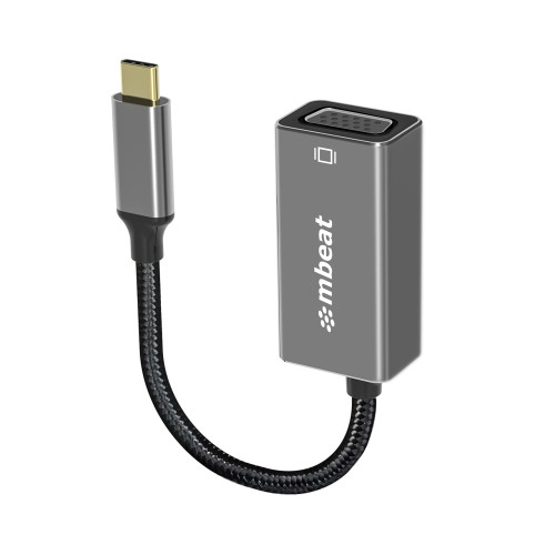 mbeat Elite USB-C to VGA Adapter - Coverts USB-C to VGA Female Port,  Supports up to1920×1080@60Hz - Space Grey