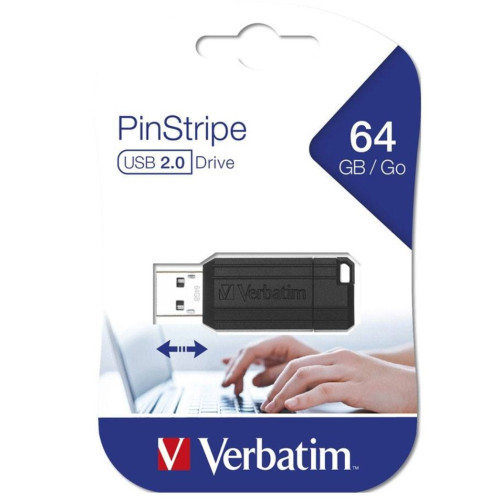 Verbatim Store'n'Go Pinstripe USB Drive 64GB (Black) 2 Years Limited Warranty