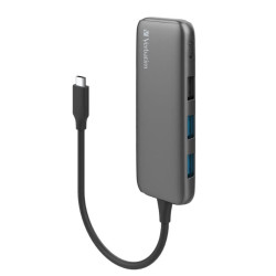 Verbatim USB-C Hub with 2x USB 3.0, 1x USB 2.0  1x USB C port - Space Grey