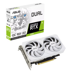ASUS nVidia GeForce DUAL-RTX3060-O8G-WHITE White Edition 8GB GDDR6, 1867 MHz Boost Clock, RAM 15 Gbps, 3xDP, 1xHDMI
