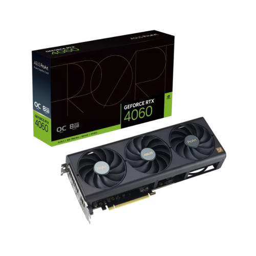 ASUS nVidia GeForce PROART-RTX4060-O8G RTX4060 OC edition 8GB GDDR6, 2550 Mhz Boost Clock, RAM 17 Gbps, 3xDP, 1xHDMI