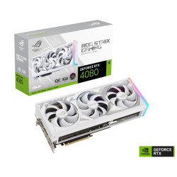 ASUS nVidia GeForce ROG-STRIX-RTX4080-O16G-WHITE RTX4080 16GB GDDR6X White OC Edition, 2625 MHz Boost Clock, RAM 22.4 Gbps, 3xDP, 2xHDMI, 357.6x149.3x