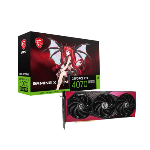 MSI GeForce RTX 4070 SUPER 12G GAMING X SLIM MLG Video Card  2640 MHz Boost Clock, 12GB GDDR6X,DisplayPort x 3 (v1.4a),HDMI x 1