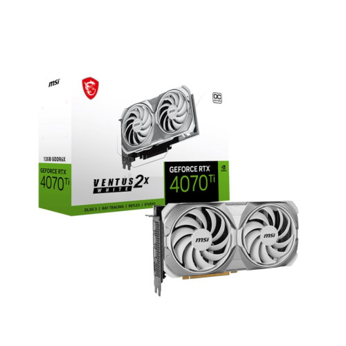 MSI GeForce RTX 4070 Ti SUPER 16G VENTUS 2X WHITE OC Video Card  2640 MHz Boost Clock, 12GB GDDR6X,DisplayPort x 3 (v1.4a),HDMI x 1