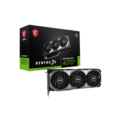 MSI nVidia GeForce RTX 4070 Ti VENTUS 3X E1 12G OC Video Card  2640 MHz Boost Clock, 12GB GDDR6X,DisplayPort x 3 (v1.4a),HDMI x 1